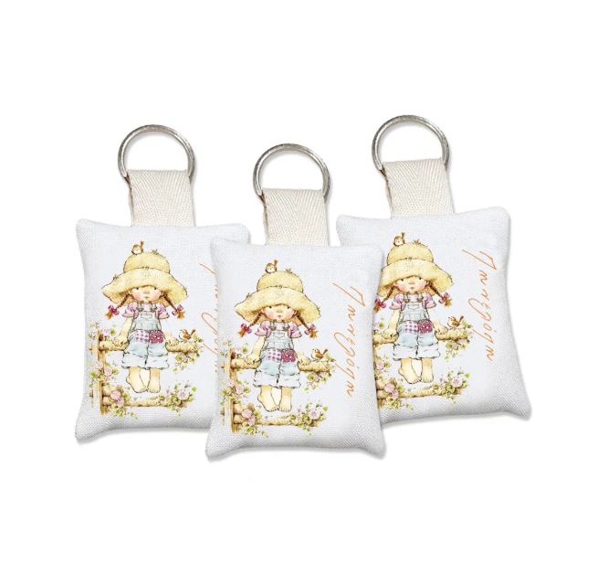 Μαξιλαράκι μπρελόκ κοριτσάκι αναμνηστικό δώρο για πάρτι ή παιδική μπομπονιέρα